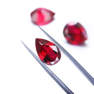 Rubis de laboratoire de haute qualité, traités thermiquement, taille poire, rouge sang de pigeon, pierres précieuses en vrac, vente en gros d'usine - Product Image 2