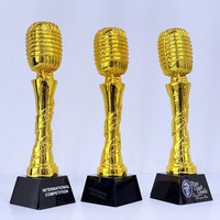 Trophée en résine de cristal en forme de microphone pour la musique, les récompenses, l'ancrage et la présentation, Or, Argent, Bronze MH-N878