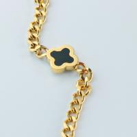 Bracelet tendance double face motif fleur cubaine en acier inoxydable plaqué or 18 carats, noir mat nacré, bijou unisexe de caractère