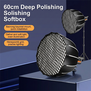 Softbox Parabólico de 60cm para Transmisión en Vivo, Luz de Relleno, Iluminación Precisa, Instalación Rápida, Cubierta de Luz Suave con Acabado Pulido Profundo - Product Image 1