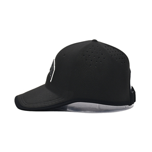 Casquettes de sport à séchage rapide pour l'extérieur Vente en gros Polyester Spandex Laser Trous Performance Casquette de baseball Casquette brevetée une pièce noire - Product Image 4