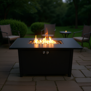 Table de foyer extérieur moderne en acier, 25 H x 42 L, au propane, pour jardin et terrasse - Product Image 2