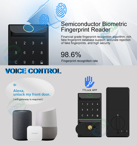 TTLock App kunci pintu Deadbolt pintar, kunci pintar dalam ruangan tanpa kunci tombol <span class=keywords><strong>Digital</strong></span> masuk Tuya App - Product Image 3