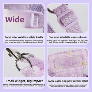<span class=keywords><strong>Harnais</strong></span> pour animaux de compagnie à imprimé marguerite, doux, avec boucle réglable pour les promenades quotidiennes et les jeux en plein air - Product Image 4