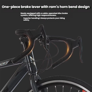 Vélo de route avec guidon courbé, vélo de course 28 pouces, ultra-léger, pour adulte, double frein à disque, fourche à suspension, non - Product Image 2