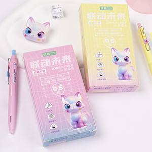 Симпатичные кавайные эстетические гелевые ручки «кошачий глаз» с блестками, 0,5 мм, ручки для студенческих экзаменов в 4 вида цветов из пластика - Product Image 5