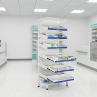 Apotheken-Edelstahlregal mit Einzelschienenführung, sechsstufig, für den Innenbereich von Krankenhäusern, medizinische Aufbewahrungseinheit für Einzelhandel und Krankenhäuser