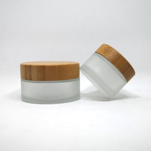 Custom Frosted Glass Cosmetic Jar Frosted 20ml 30ml 50ml 100ml Lip Balm Glass Jars <b>Container</b> with Bamboo Lid - Product Image 6
