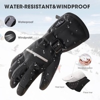 Sauveur noir microfibre Softshell coupe-vent imperméable à batterie gants de ski chauffants électriques