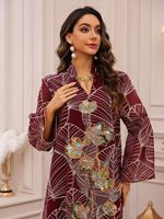 Robe musulmane longue en maille de polyester brodée, style ethnique, pour femmes du Moyen-Orient, collection été 2026