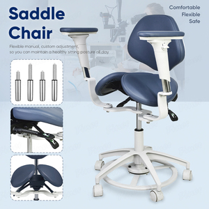 Silla de Doctor con Asiento de Silla de Montar, Altura Ajustable, Soporte Lumbar, Esponja de Alta Densidad - Product Image 3