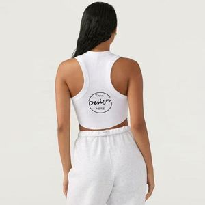 Venta al por mayor de peso pesado Crop Top Sexy Low MOQ Acanalado Mujeres Tank Top Moda Deporte Color sólido Cami Tank Tops - Product Image 3