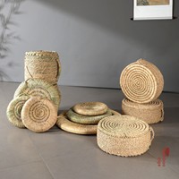 Coussin de sol en herbe naturelle fait main, pouf en paille tressée pour la méditation, tapis de siège zen style Wabi-sabi pour le yoga et la décoration intérieure