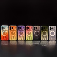 Coque de téléphone en acrylique magnétique dégradé Laser Aurora Colorblock pour iPhone 14 15 16 17 Pro Max