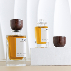 Men's Luxury <b>Empty</b> Glass Cologne <b>Bottles</b> square Crimp clear Perfume <b>Bottles</b> 50ml 100ml Glass Perfume <b>Bottle</b> With Wooden Cap - Product Image 6