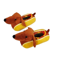 Nouveauté Pantoufles en peluche pour animaux de compagnie, design personnalisé, intérieur/extérieur, pantoufles en peluche d'hiver chaudes antidérapantes, pantoufles teckel