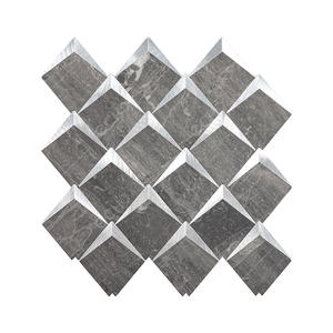 Forme carrée couleur grise marbre design incrustation argent <span class=keywords><strong>chevron</strong></span> métal effet 3d sticker <span class=keywords><strong>mural</strong></span> mosaïque carreaux peler et coller - Product Image 1