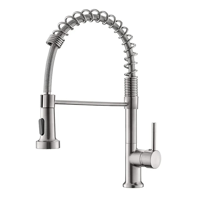 Stainless Steel Brushed Pull Down Kitchen Sink Faucets Pull Out Spring Kitchen Faucets
