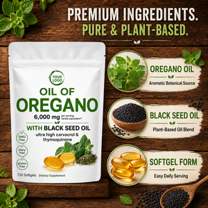 Aceite de Orégano en Cápsulas Blandas, Fórmula Botánica Natural de 6000mg, Sin GMO, Certificado GMP, Marca Privada OEM ODM, Apoyo Inmunológico, Vitalidad y Bienestar - Product Image 4