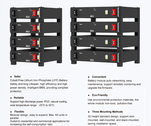 Deye-Batería de litio solar Lifepo4, batería de litio de 51,2 V, 200Ah, almacenamiento de energía doméstica, 10,24 kWh - Product Image 4