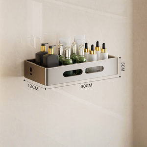Estante de Almacenamiento Metálico de un Solo Nivel para Baño, Montaje en Pared sin Taladrar, para Inodoro, Lavabo y <span class=keywords><strong>Ducha</strong></span>, <span class=keywords><strong>Diseño</strong></span> No Plegable - Product Image 2