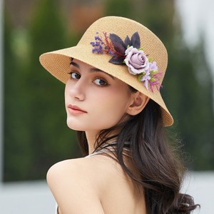 Chapeau Bob d'Été en Fourrure pour Femme, Motif Floral et Nœud Papillon, Protection Solaire, Cadeau Fête des Mères, Vacances, 56-58CM - Product Image 2