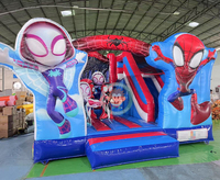 Structure gonflable commerciale combinée pour enfants, thème Spiderman, avec jeux gonflables