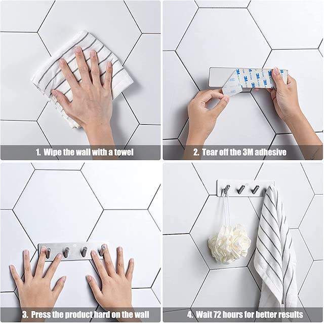 Custom Bathroom Kitchen Hand Towel Hooks No Drilling