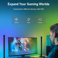 Lampe de bureau gaming intelligente et moderne blanche avec Wi-Fi, barre lumineuse ambiante IR en acrylique à intensité variable, alimentée par USB, couleur changeante et commande vocale