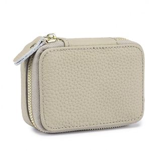Mini trousse de maquillage portable en cuir de vachette avec miroir, petite boîte à bijoux avec logo - Product Image 1