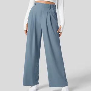 Nouvel Arrivage – Pantalon Large Femme Taille Haute en Lin Léger de Haute Qualité, Style Décontracté et Professionnel - Product Image 1