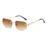 Lunettes de Soleil de Luxe Designer 2025 en Métal Personnalisé, Branches Biseautées, Sans Monture, Unisexe, Logo Personnalisable, Protection UV400