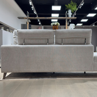 Canapé sectionnel électrique moderne en forme de L, gris, avec fonction de relaxation électrique, appui-tête réglable et pieds hauts pour salon