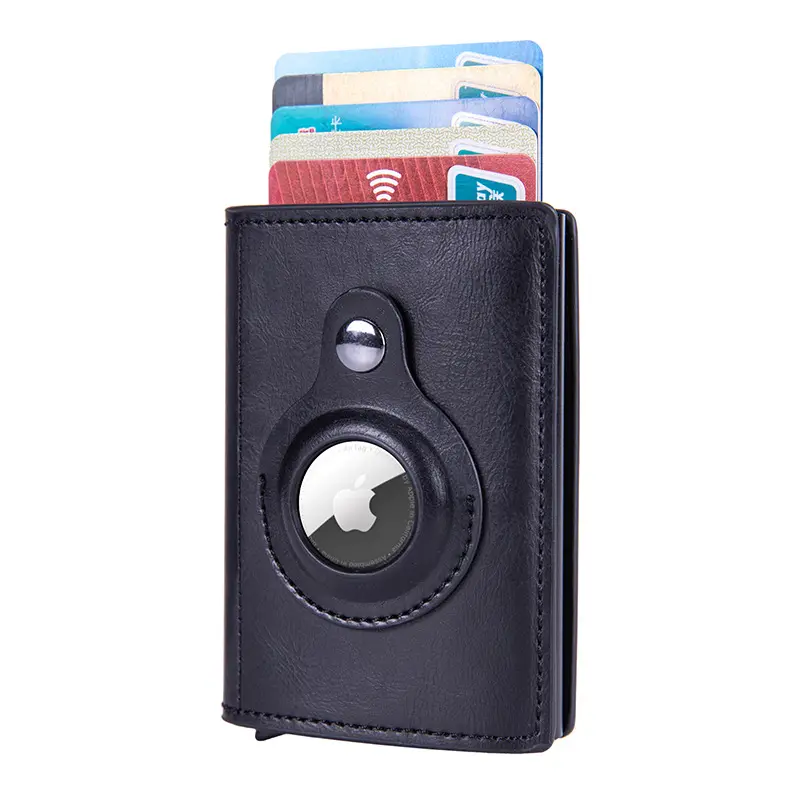 Portefeuille fin minimaliste en fibre de carbone porte-cartes portefeuille blocage RFID porte-cartes en métal à éjection automatique pour portefeuille airtag