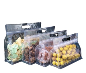 Sacs en plastique transparents à fond plat avec fermeture éclair, de qualité alimentaire, personnalisables - Product Image 1