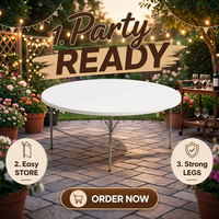 Tables pliantes portables légères neuves pour hôtels, mariages et banquets, en plastique HDPE avec structure en acier
