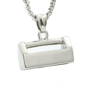 Stainless Steel <b>Lock</b> Pendant <b>Necklace</b> Unisex Fashionable Silver Gold Geometric Design Gift Jewelry - Product Image 1