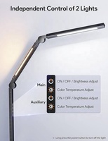 Lampe de bureau à pince LED moderne à double source lumineuse, sans scintillement, bras réglable, commande tactile flexible, lampe électrique AC