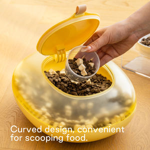 <span class=keywords><strong>Container</strong></span> de Armazenamento de Ração para Cães e Gatos Oval Moderno e Portátil em Plástico à Prova d'Água com Tampa - Product Image 2