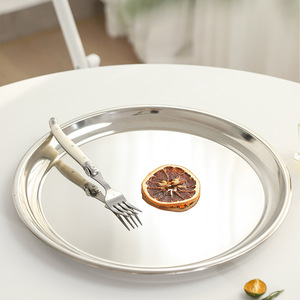 Stainless Steel Buffet Used <strong>Big</strong> <strong>Plates</strong> 30cm 34cm 38cm 40cm Round Dinner <strong>Plate</strong> Waiter's <strong>Serving</strong> Tray for Hotel Bar Restaurant - Product Image 3