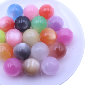 Factory Price 16mm 20mm Mixed Color Cat Eye Resin Chunky <strong>Round</strong> <strong>Beads</strong> for Handmade Necklace DIY Pens Parts W27 - Product Image 2