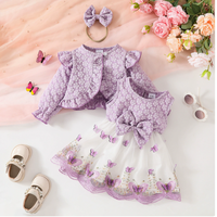 Robes d'anniversaire florales d'automne pour bébé fille de style coréen, 100% polyester, coupe trapèze, mini, pour 2 ans, robe de demoiselle d'honneur, vêtements de fête pour enfants
