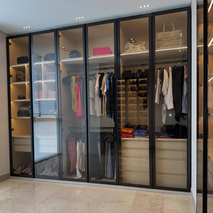 <span class=keywords><strong>Cabina</strong></span> <span class=keywords><strong>Armadio</strong></span> Moderna Personalizzata con Porte Scorrevoli in Vetro Fumé per Camera da Letto, Soggiorno, Sala da Pranzo, Casa, Villa e Hotel - Product Image 1