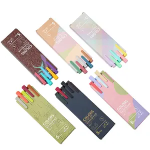 YuBon 5 buah/kotak Retro pena Gel Set lucu berwarna 0.5mm titik Ballpoint Kawaii alat tulis sekolah perlengkapan alat tulis kantor untuk anak-anak