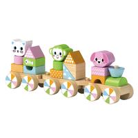 Jeu de tri et d'empilage de blocs en bois, train, cuisine, éducation précoce