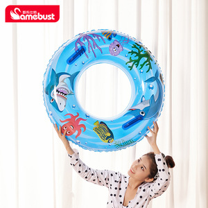 Samebust Inflatable Swim <b>Ring</b> 06 Blue Cartoon Design For Adults And Children Swimming Pool Float - Product Image 2
