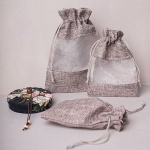 ถุงผ้าออร์แกนซ่าแบบเรียบง่าย ขนาด 12x16 ซม. ถุงผ้าลินินออร์แกนซ่าเนื้อผ้าธรรมชาติ สำหรับบรรจุภัณฑ์ของขวัญเครื่องประดับ - Product Image 6