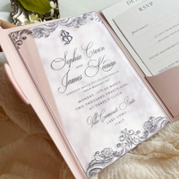 Goldfolie Acryl Hochzeits einladungen Suite Luxus Elegante Plexiglas Einladung karten TriFold Pocket Envelope & Wax Seal