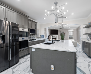 Gabinete de Cocina Modular Moderno de Alta Calidad en Madera Maciza con Estructura de Madera, Encimera de Mármol y Material de Acero - Product Image 1