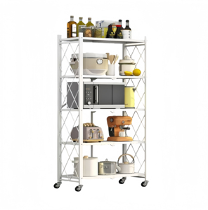 Giá để đồ nhà bếp xếp gọn được, kệ để đồ bằng kim loại, giá để đồ gấp gọn có bánh xe, 5 tầng - Product Image 6